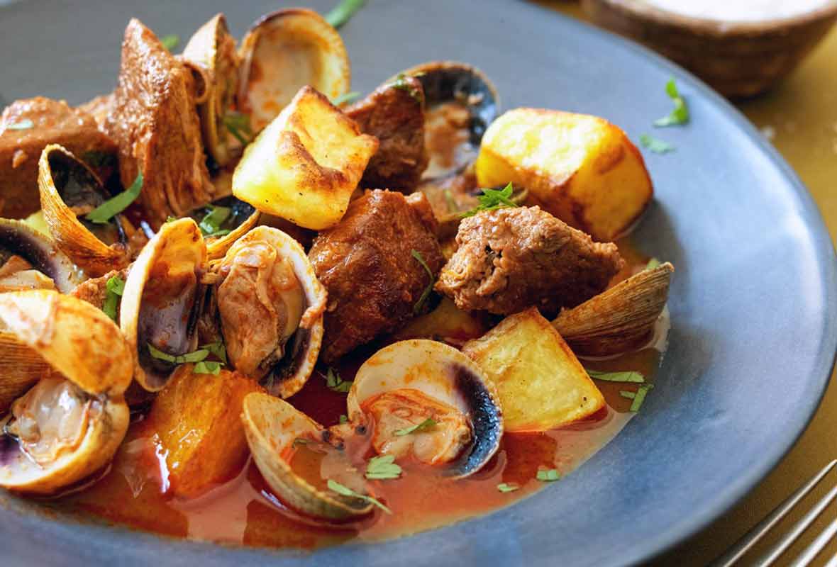 Portuguese Port Clams Porco Alentejana Food Dish